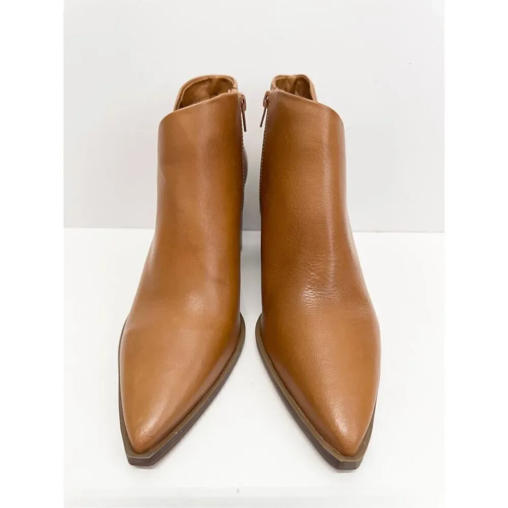 Arezzo Leather‎ Boots Size 9 Pointed Toe Block Heel Pull On Booties NEW